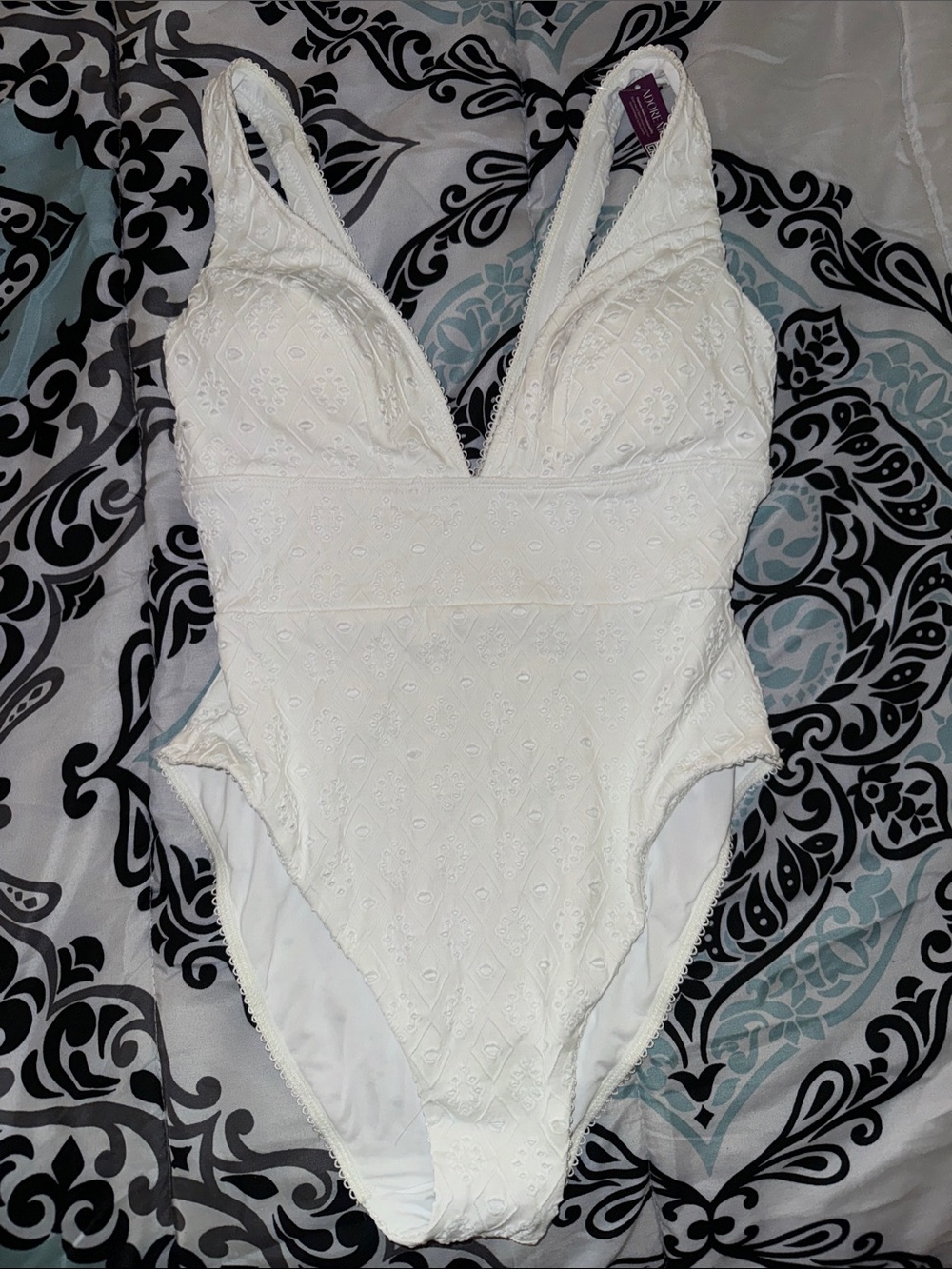 Adore Me White Eyelet One-Piece Swimsuit
